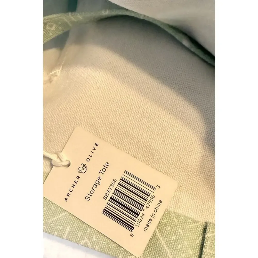 NEW Archer & Olive Canvas Large Organizer Tote Bag Mint Green Geometric Print